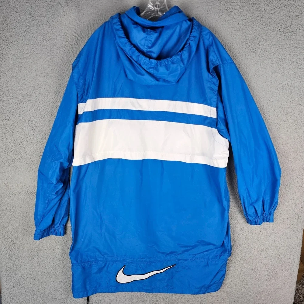VTG Nike Team Sports Windbreaker Coat Mens XL‎ Blue White Swoosh Hooded Full Zip
